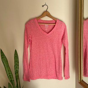 Pink long sleeve V-neck tee